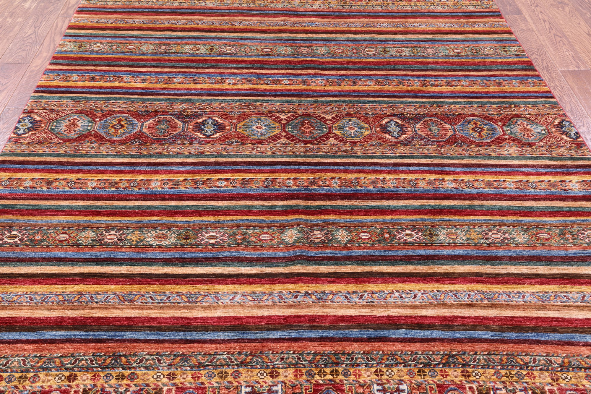 Khorjin Persian Gabbeh Hand Knotted Wool Rug - 6' 7" X 9' 5" - Golden Nile