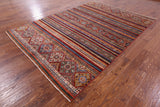 Khorjin Persian Gabbeh Hand Knotted Wool Rug - 6' 7" X 9' 5" - Golden Nile