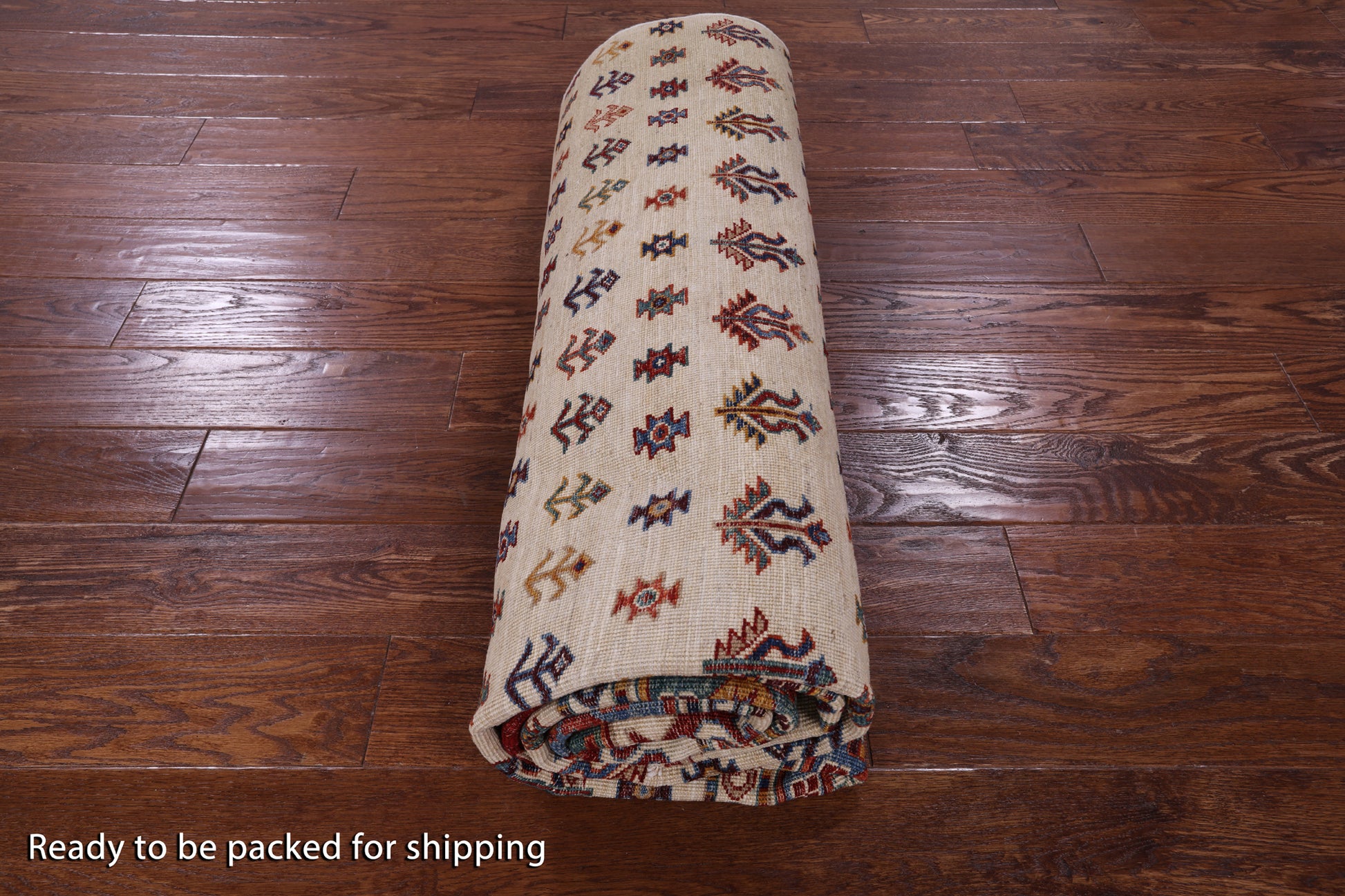 Ivory Tribal Persian Gabbeh Hand Knotted Wool Rug - 6' 5" X 10' 0" - Golden Nile