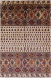 Ivory Tribal Persian Gabbeh Hand Knotted Wool Rug - 6' 5" X 10' 0" - Golden Nile