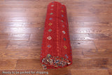 Red Khorjin Persian Gabbeh Handmade Wool Rug - 6' 8" X 9' 10" - Golden Nile