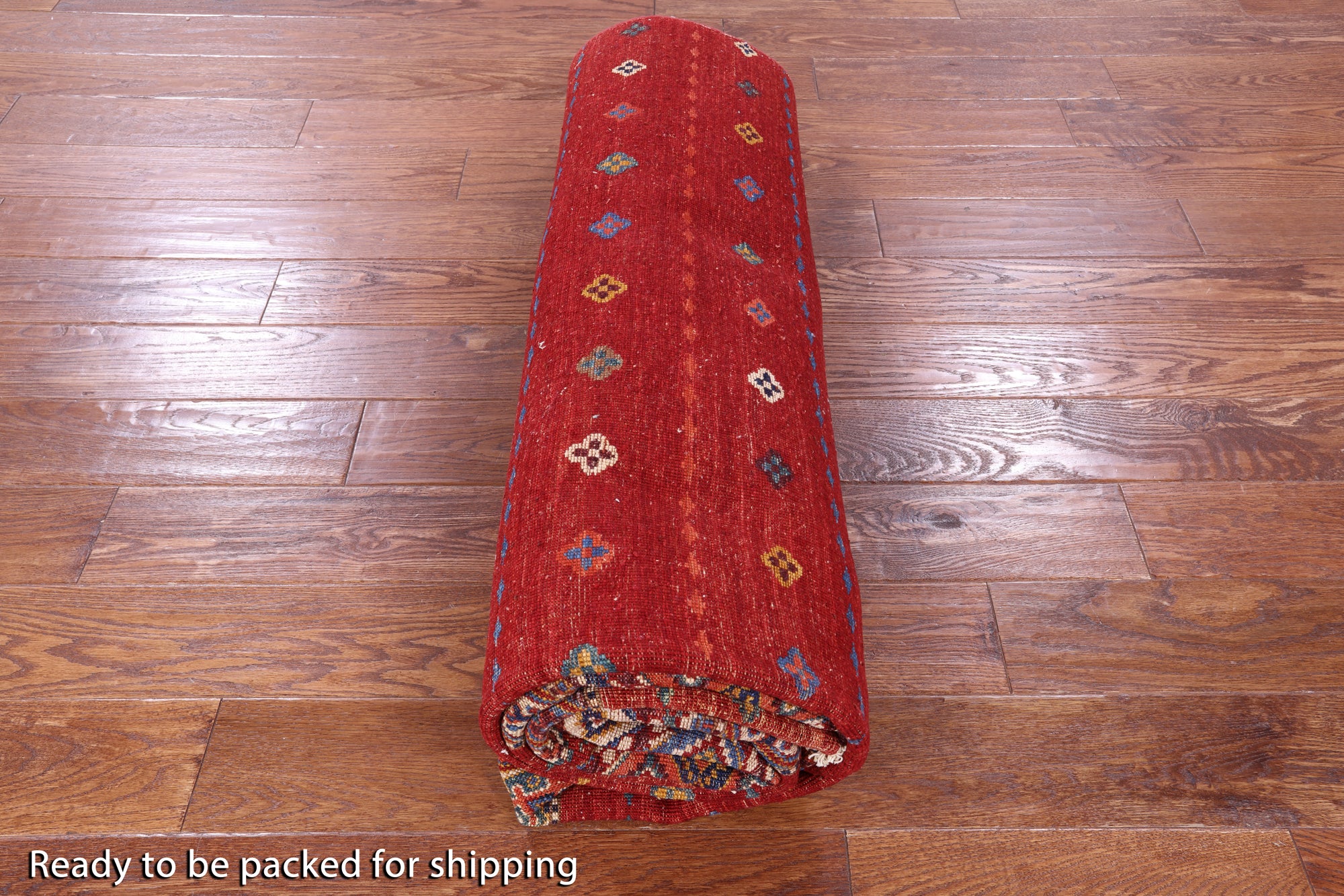 Red Khorjin Persian Gabbeh Handmade Wool Rug - 6' 8" X 9' 10" - Golden Nile