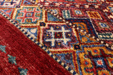 Red Khorjin Persian Gabbeh Handmade Wool Rug - 6' 8" X 9' 10" - Golden Nile