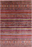 Khorjin Persian Gabbeh Hand Knotted Wool Rug - 6' 6" X 9' 7" - Golden Nile