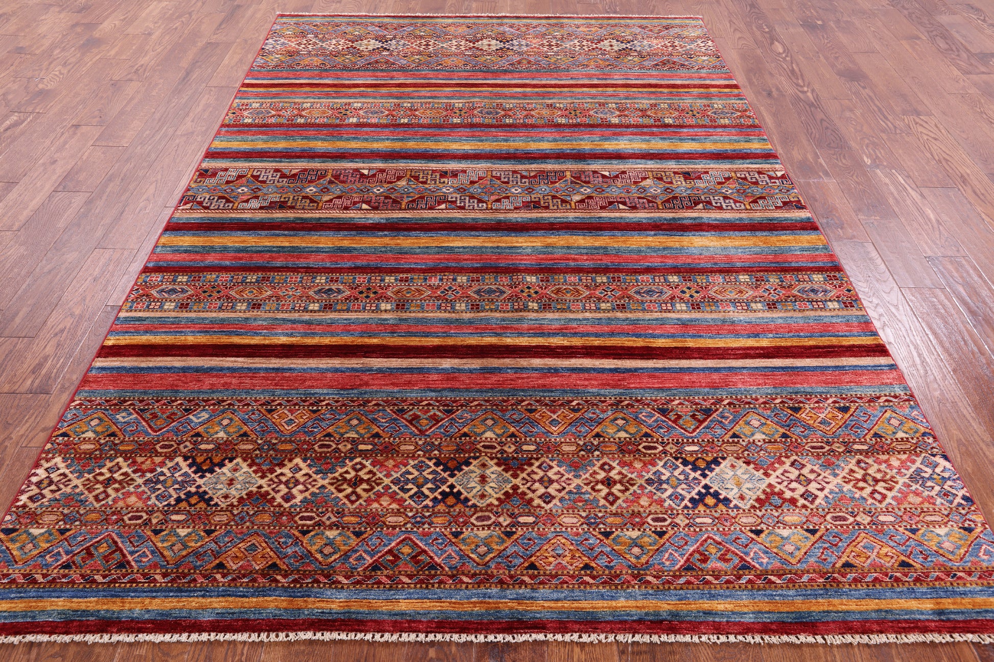 Khorjin Persian Gabbeh Hand Knotted Wool Rug - 6' 6" X 9' 7" - Golden Nile