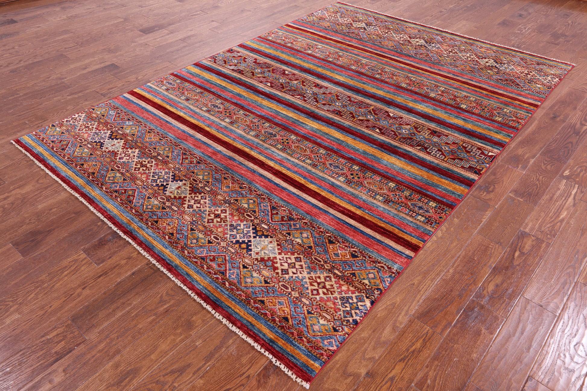 Khorjin Persian Gabbeh Hand Knotted Wool Rug - 6' 6" X 9' 7" - Golden Nile