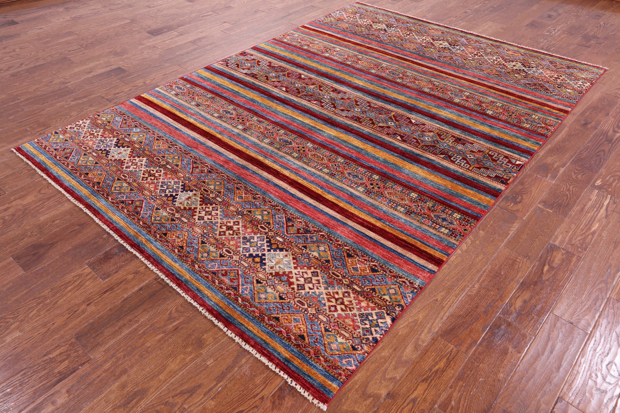 Khorjin Persian Gabbeh Hand Knotted Wool Rug - 6' 6" X 9' 7" - Golden Nile