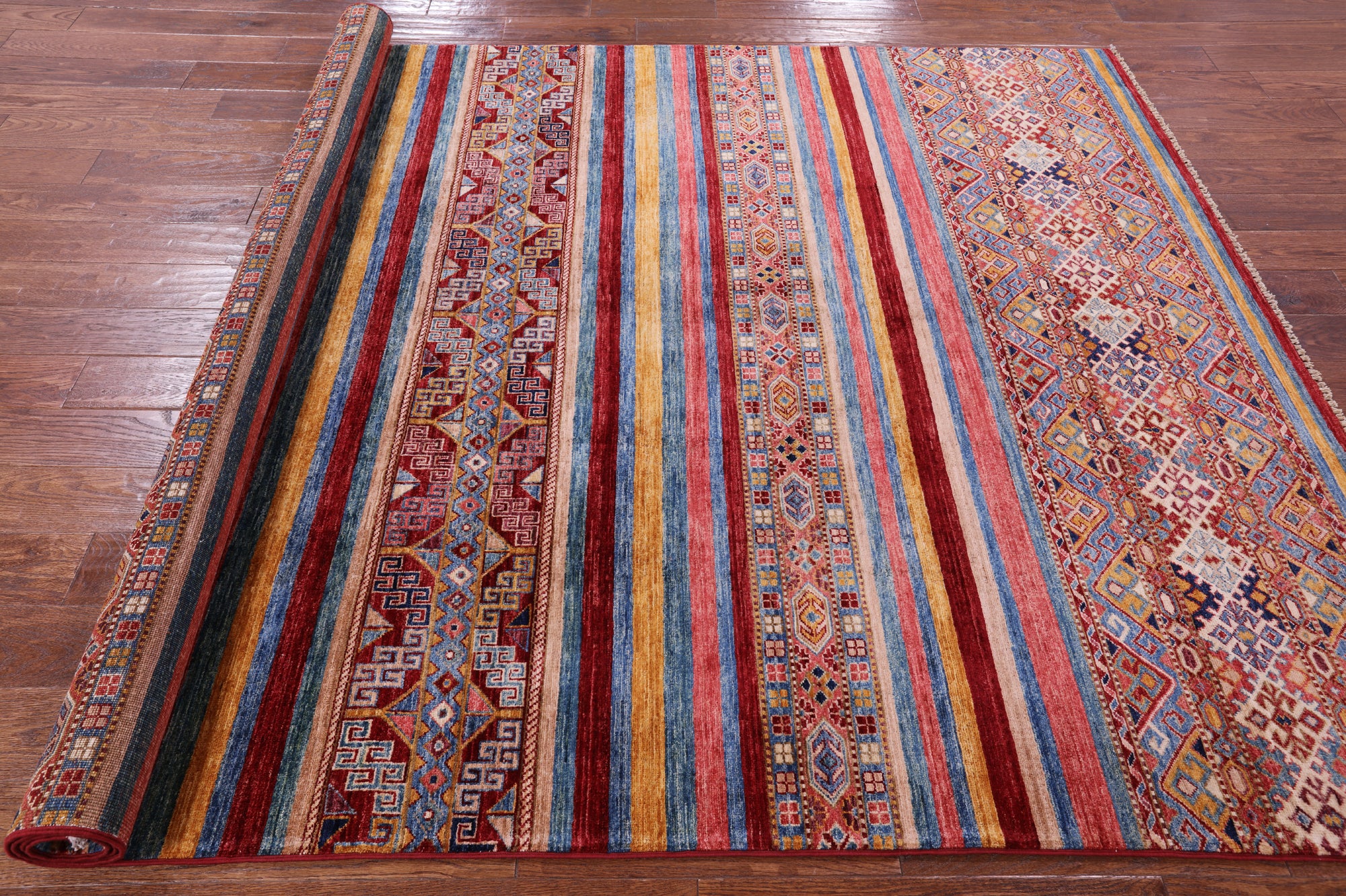 Khorjin Persian Gabbeh Hand Knotted Wool Rug - 6' 6" X 9' 7" - Golden Nile