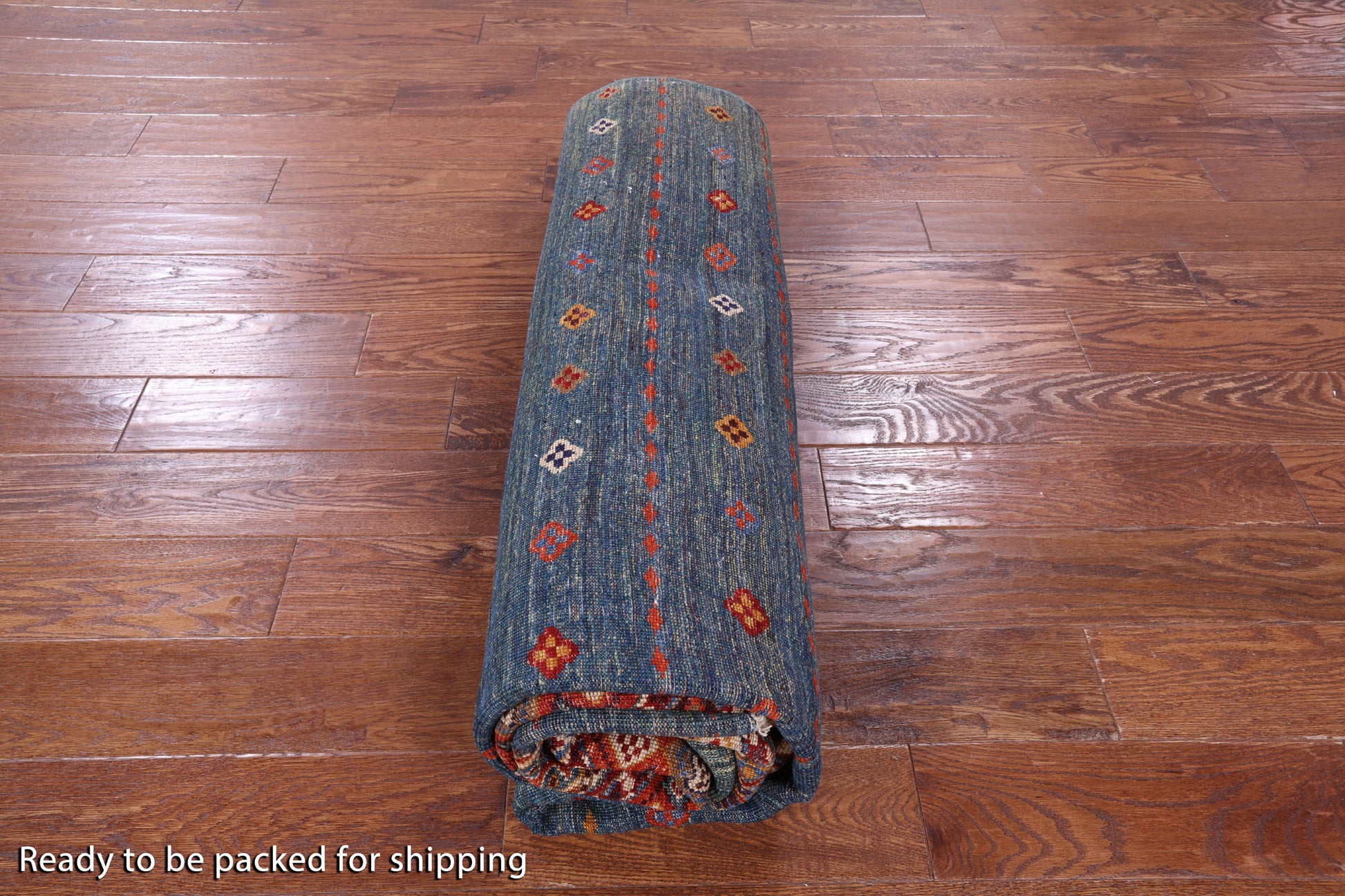 Green Khorjin Persian Gabbeh Hand Knotted Wool Rug - 6' 7" X 9' 9" - Golden Nile