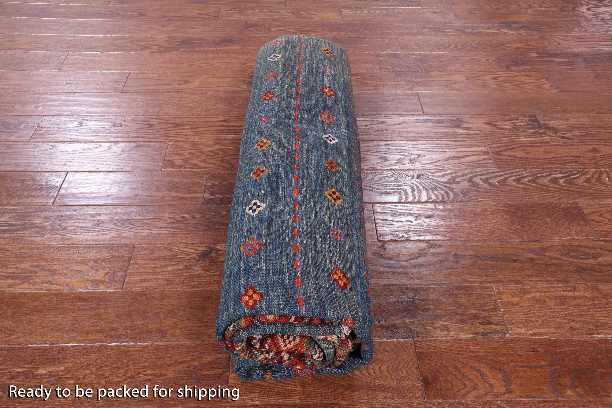 Green Khorjin Persian Gabbeh Hand Knotted Wool Rug - 6' 7" X 9' 9" - Golden Nile