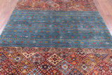 Green Khorjin Persian Gabbeh Hand Knotted Wool Rug - 6' 7" X 9' 9" - Golden Nile