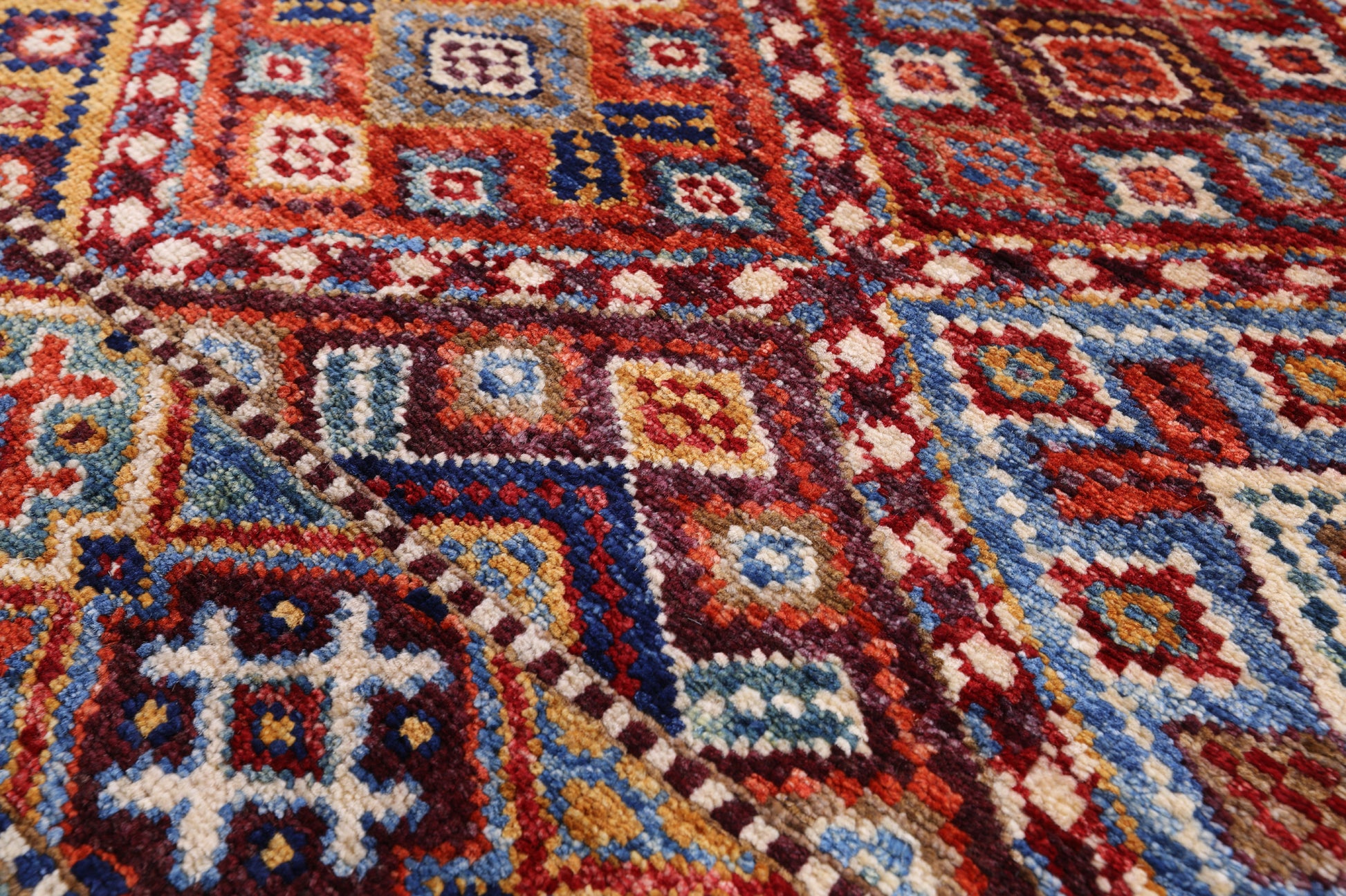 Green Khorjin Persian Gabbeh Hand Knotted Wool Rug - 6' 7" X 9' 9" - Golden Nile