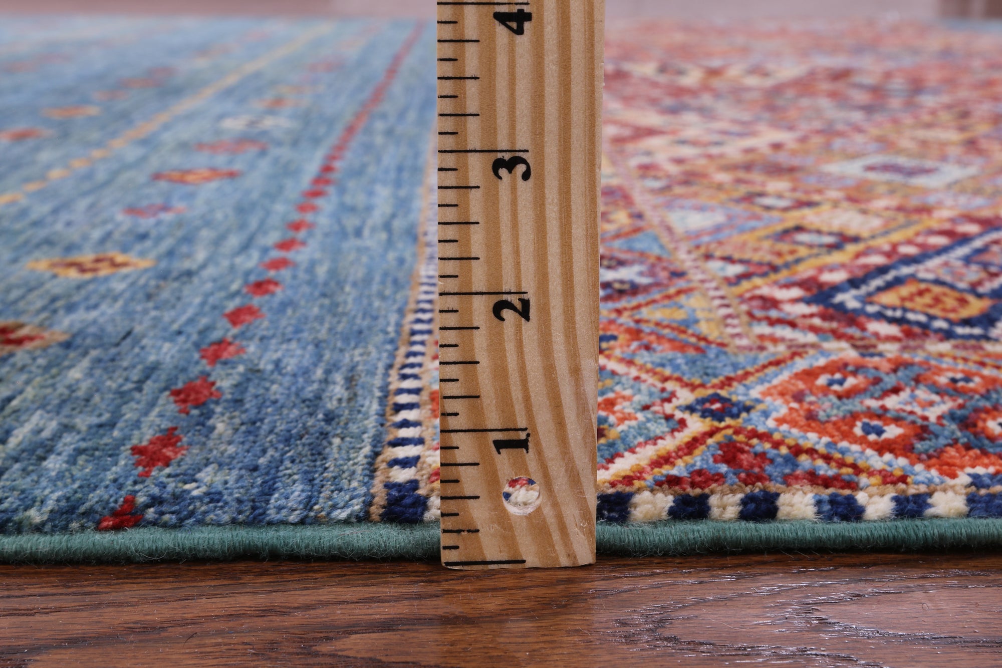 Green Khorjin Persian Gabbeh Hand Knotted Wool Rug - 6' 7" X 9' 9" - Golden Nile