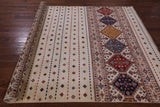 Ivory Khorjin Persian Gabbeh Handmade Wool Rug - 6' 9" X 10' 1" - Golden Nile