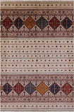Ivory Khorjin Persian Gabbeh Handmade Wool Rug - 6' 9" X 10' 1" - Golden Nile