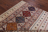 Ivory Khorjin Persian Gabbeh Handmade Wool Rug - 6' 9" X 10' 1" - Golden Nile