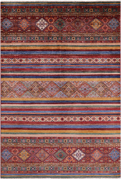 Khorjin Persian Gabbeh Handmade Wool Rug - 6' 8" X 9' 10" - Golden Nile