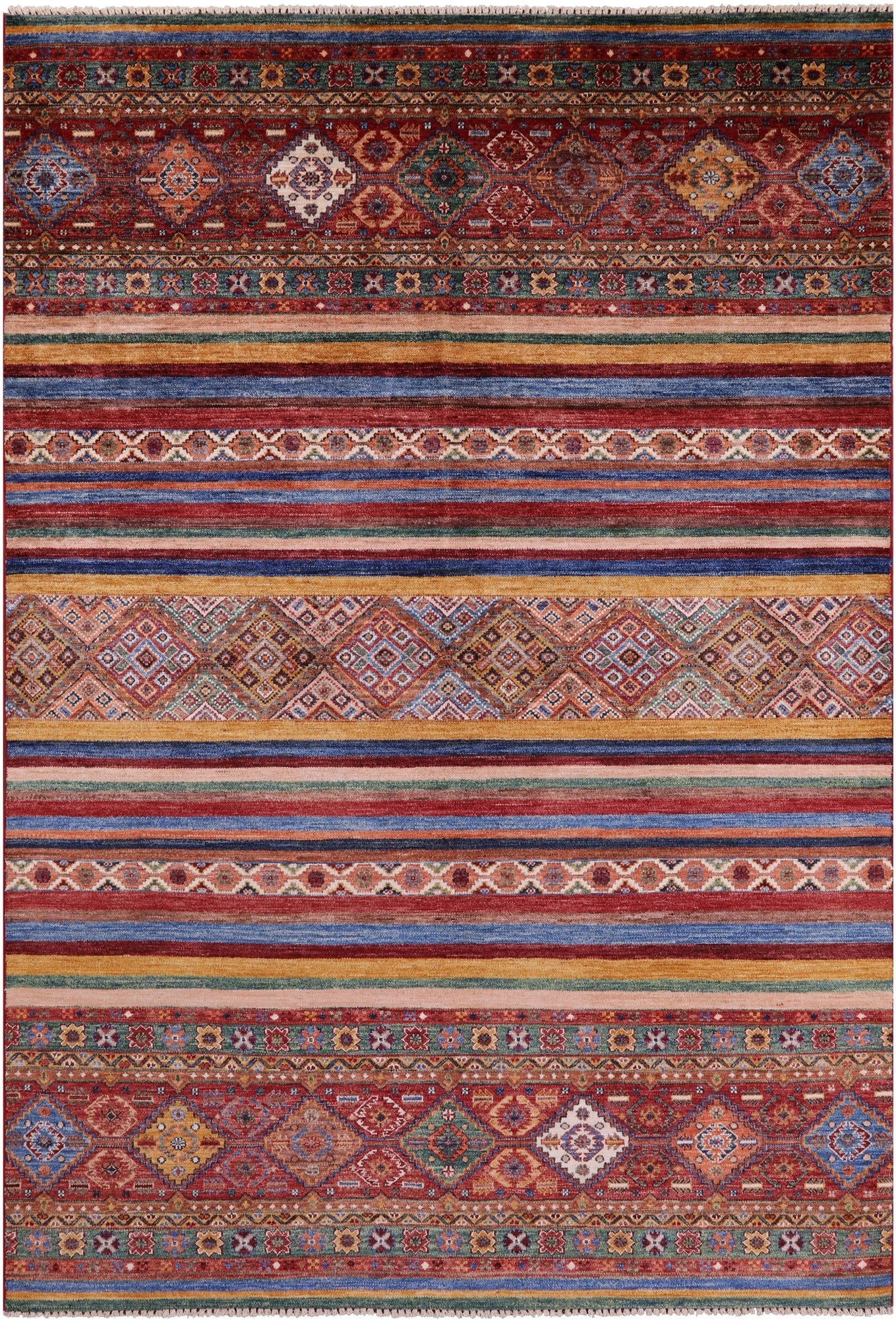 Khorjin Persian Gabbeh Handmade Wool Rug - 6' 8" X 9' 10" - Golden Nile