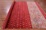 Red Khorjin Persian Gabbeh Hand Knotted Wool Rug - 8' 2" X 11' 6" - Golden Nile