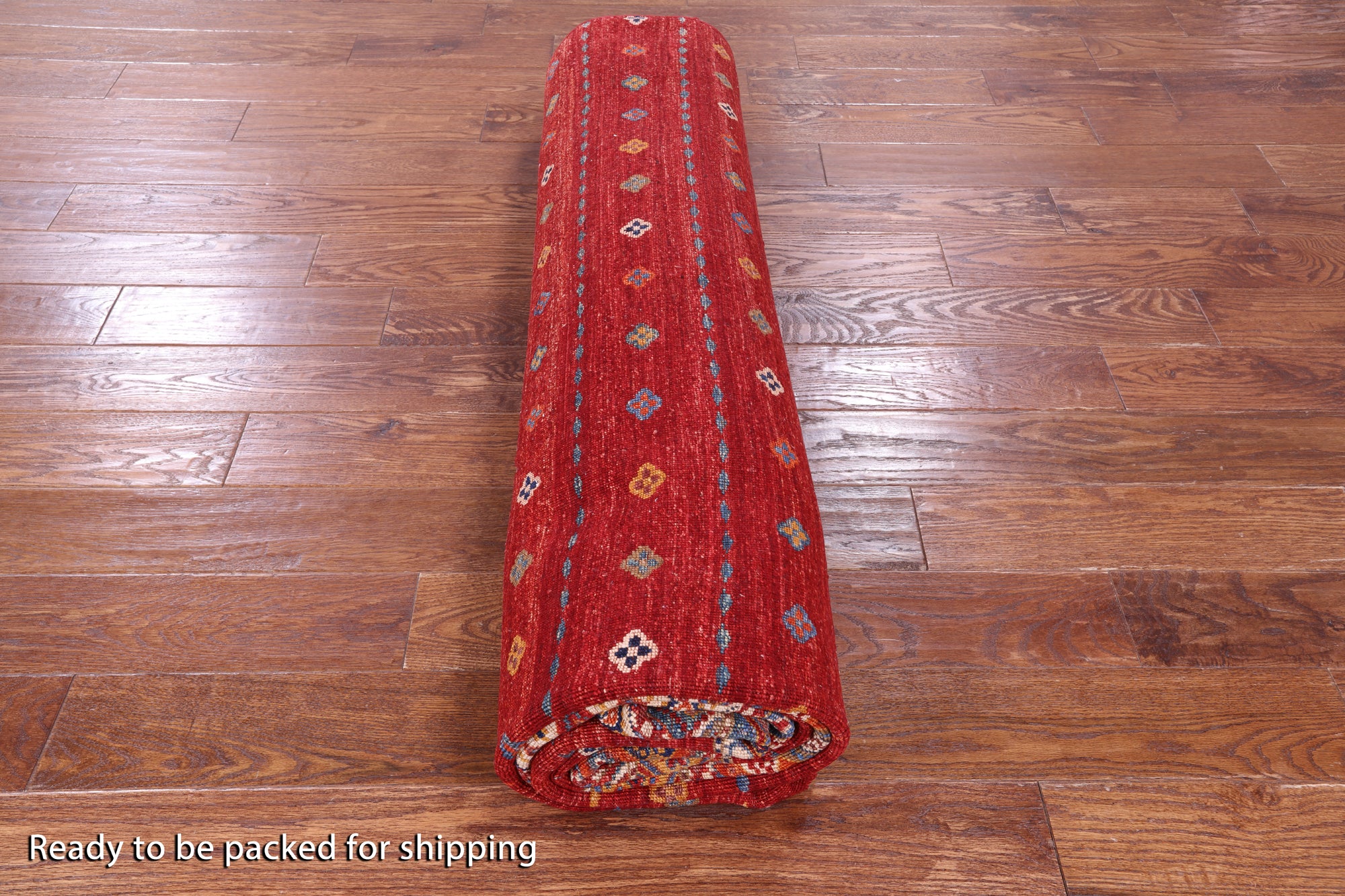 Red Khorjin Persian Gabbeh Hand Knotted Wool Rug - 8' 2" X 11' 6" - Golden Nile