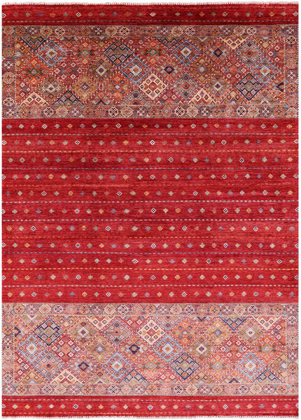 Red Khorjin Persian Gabbeh Hand Knotted Wool Rug - 8' 2" X 11' 6" - Golden Nile