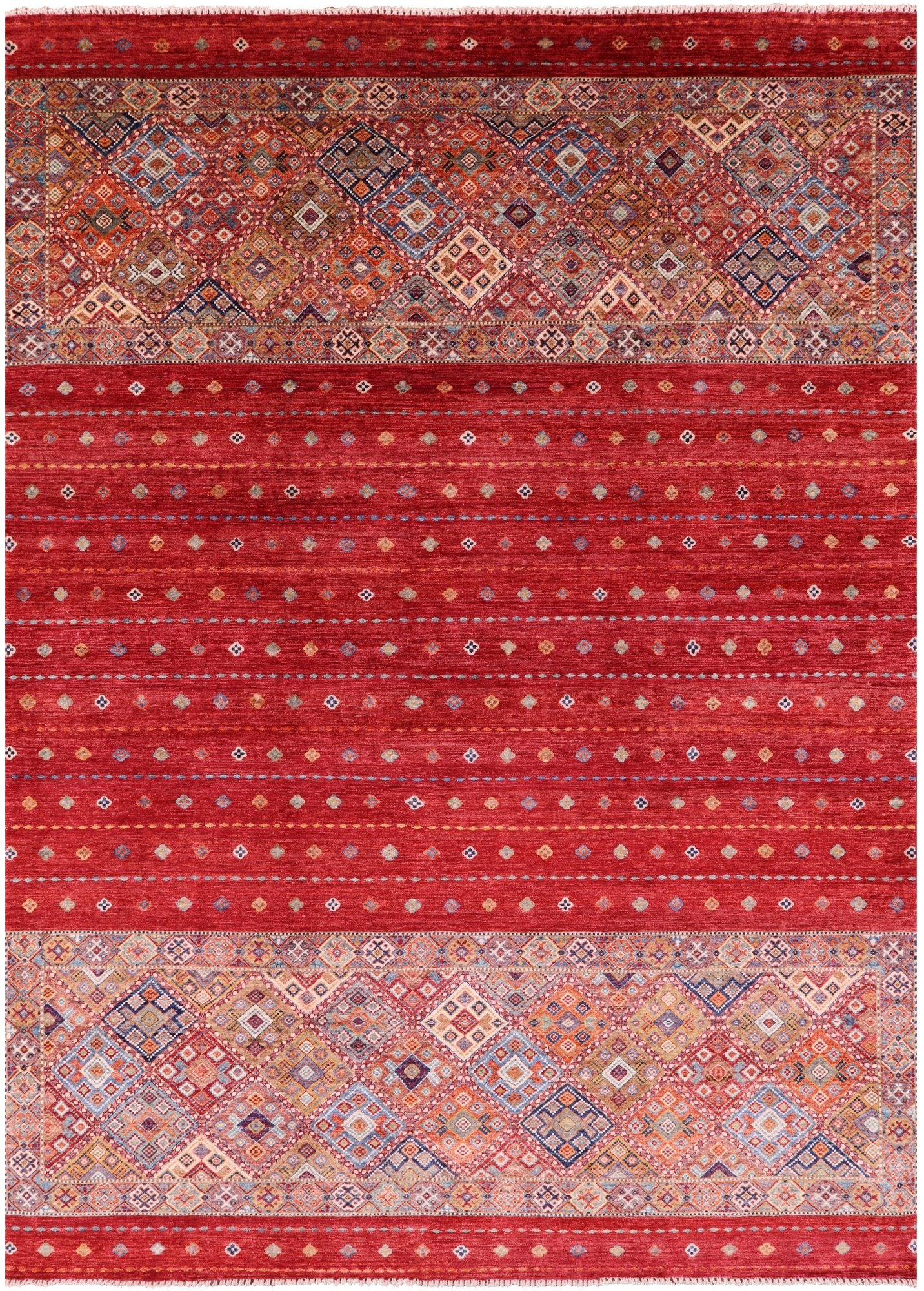 Red Khorjin Persian Gabbeh Hand Knotted Wool Rug - 8' 2" X 11' 6" - Golden Nile