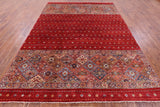 Red Khorjin Persian Gabbeh Hand Knotted Wool Rug - 8' 2" X 11' 6" - Golden Nile