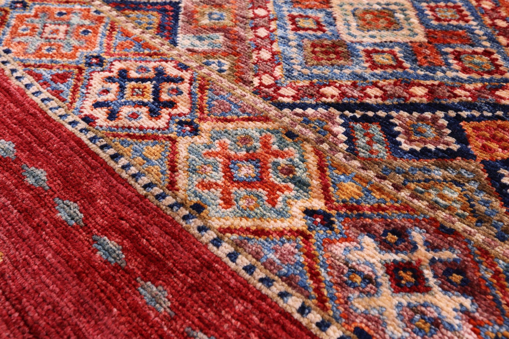 Red Khorjin Persian Gabbeh Hand Knotted Wool Rug - 8' 2" X 11' 6" - Golden Nile