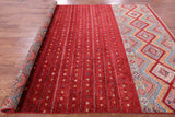Red Khorjin Persian Gabbeh Hand Knotted Wool Rug - 8' 0" X 9' 9" - Golden Nile