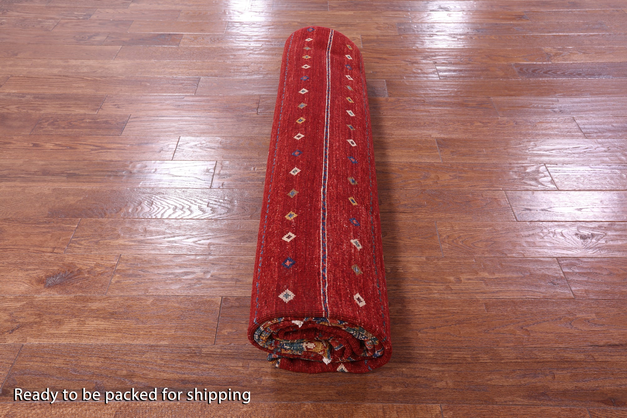 Red Khorjin Persian Gabbeh Hand Knotted Wool Rug - 8' 0" X 9' 9" - Golden Nile