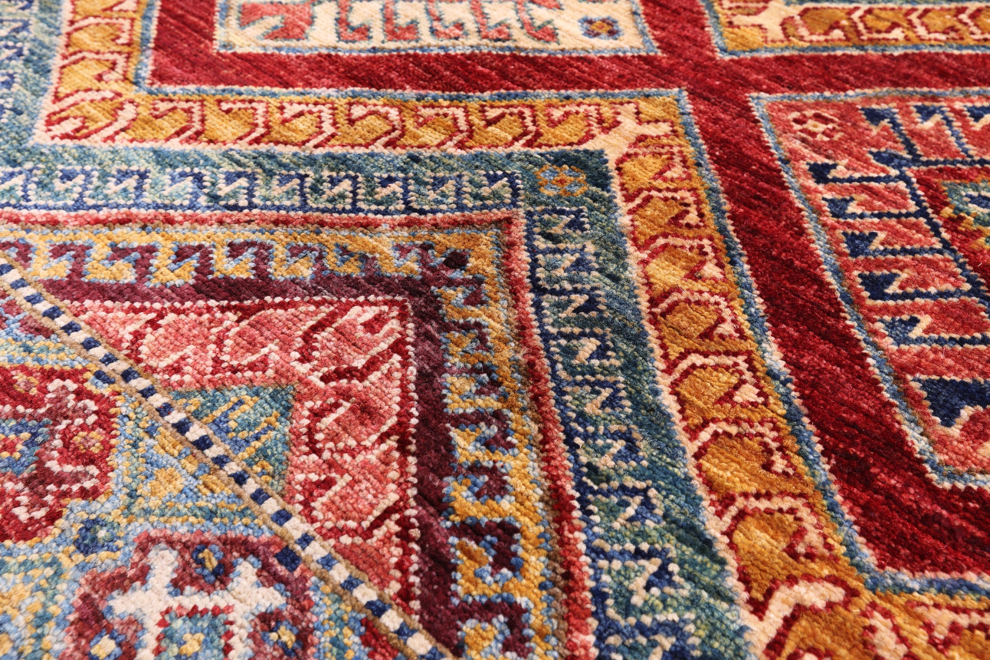 Red Khorjin Persian Gabbeh Hand Knotted Wool Rug - 8' 0" X 9' 9" - Golden Nile
