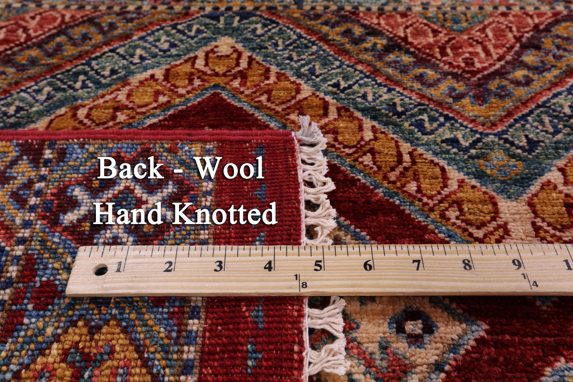 Red Khorjin Persian Gabbeh Hand Knotted Wool Rug - 8' 0" X 9' 9" - Golden Nile