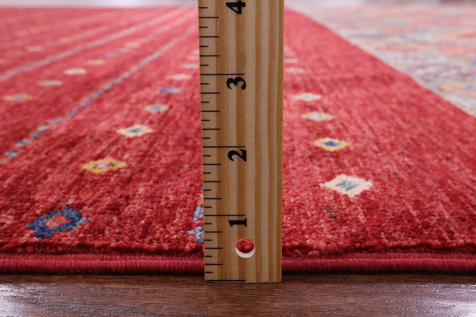 Red Khorjin Persian Gabbeh Hand Knotted Wool Rug - 8' 0" X 9' 9" - Golden Nile