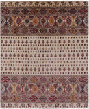 Ivory Tribal Persian Gabbeh Hand Knotted Wool Rug - 8' 3" X 9' 10" - Golden Nile
