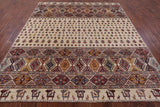 Ivory Tribal Persian Gabbeh Hand Knotted Wool Rug - 8' 3" X 9' 10" - Golden Nile