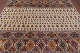 Ivory Tribal Persian Gabbeh Hand Knotted Wool Rug - 8' 3" X 9' 10" - Golden Nile