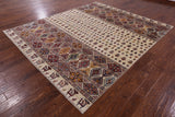 Ivory Tribal Persian Gabbeh Hand Knotted Wool Rug - 8' 3" X 9' 10" - Golden Nile