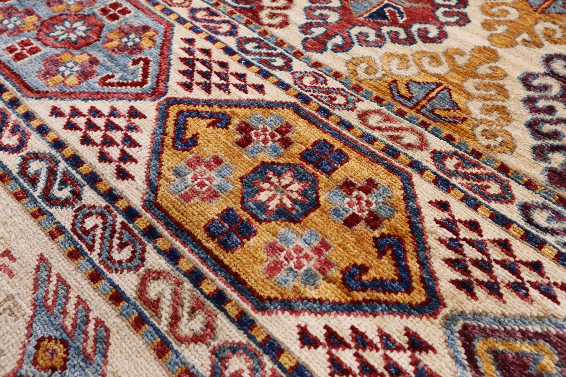 Ivory Tribal Persian Gabbeh Hand Knotted Wool Rug - 8' 3" X 9' 10" - Golden Nile
