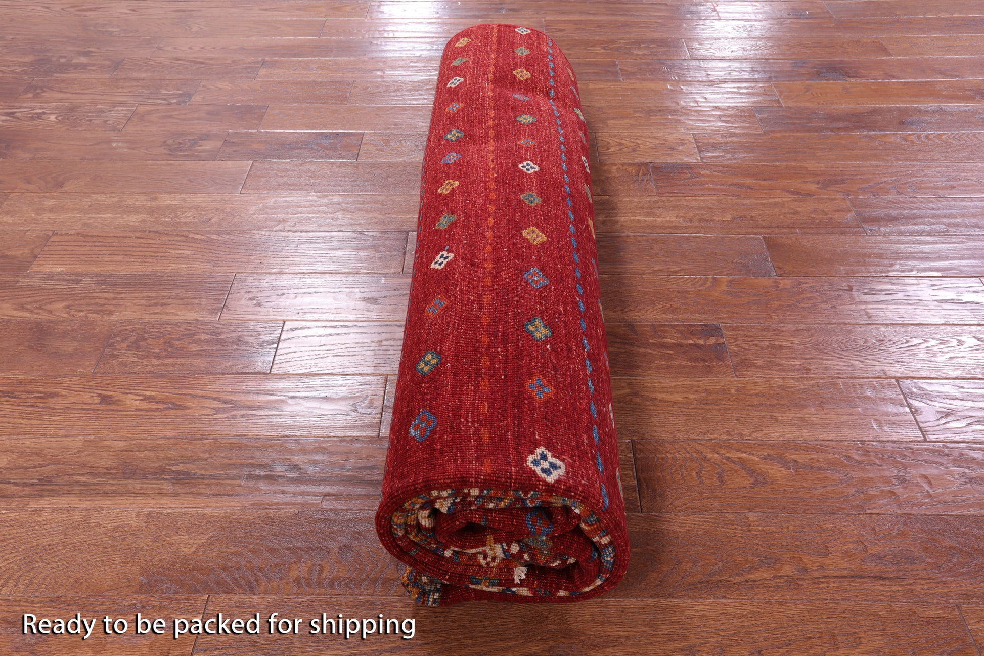 Red Khorjin Persian Gabbeh Hand Knotted Wool Rug - 8' 3" X 11' 4" - Golden Nile