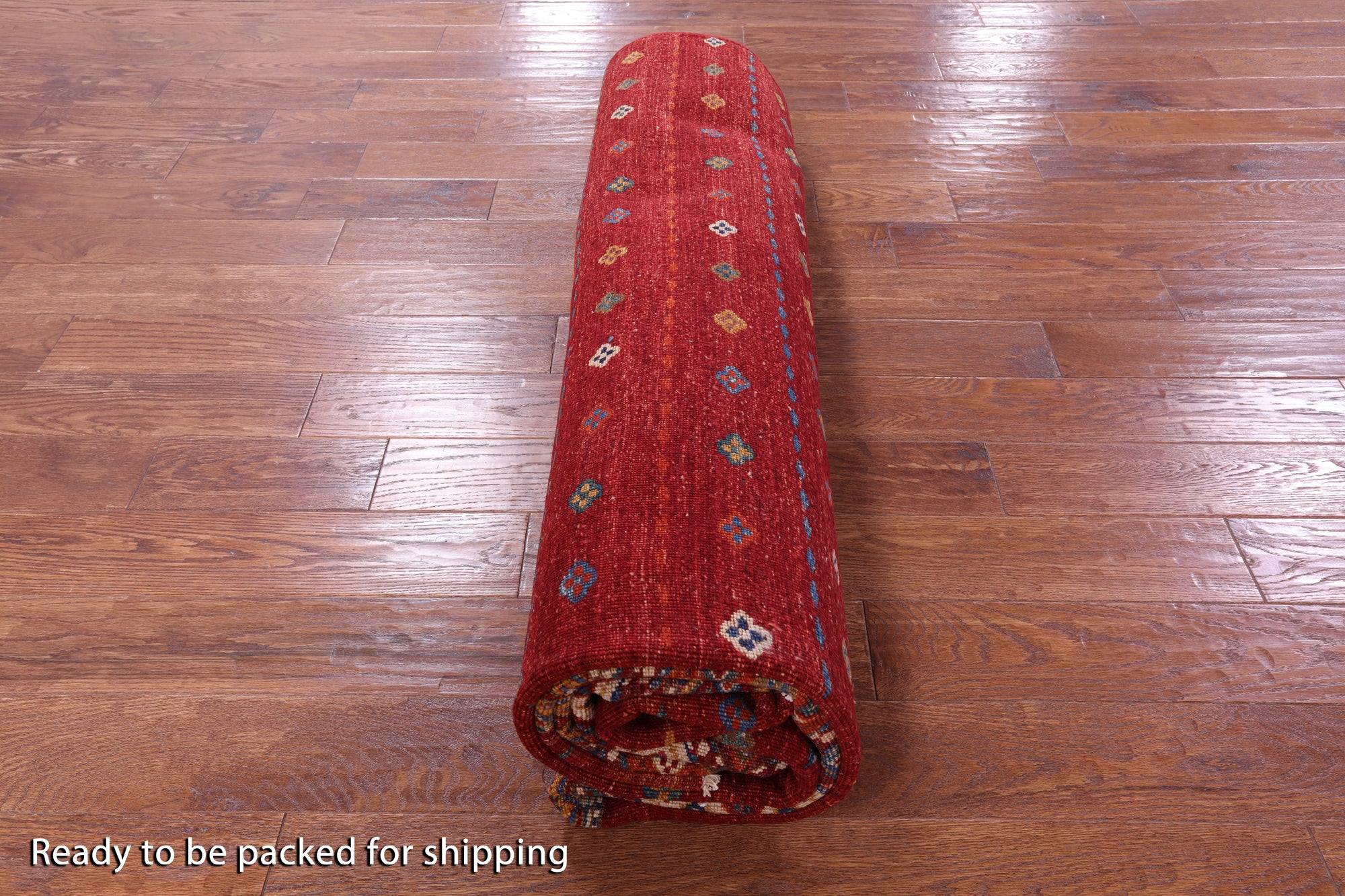 Red Khorjin Persian Gabbeh Hand Knotted Wool Rug - 8' 3" X 11' 4" - Golden Nile
