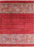 Red Khorjin Persian Gabbeh Hand Knotted Wool Rug - 8' 3" X 11' 4" - Golden Nile