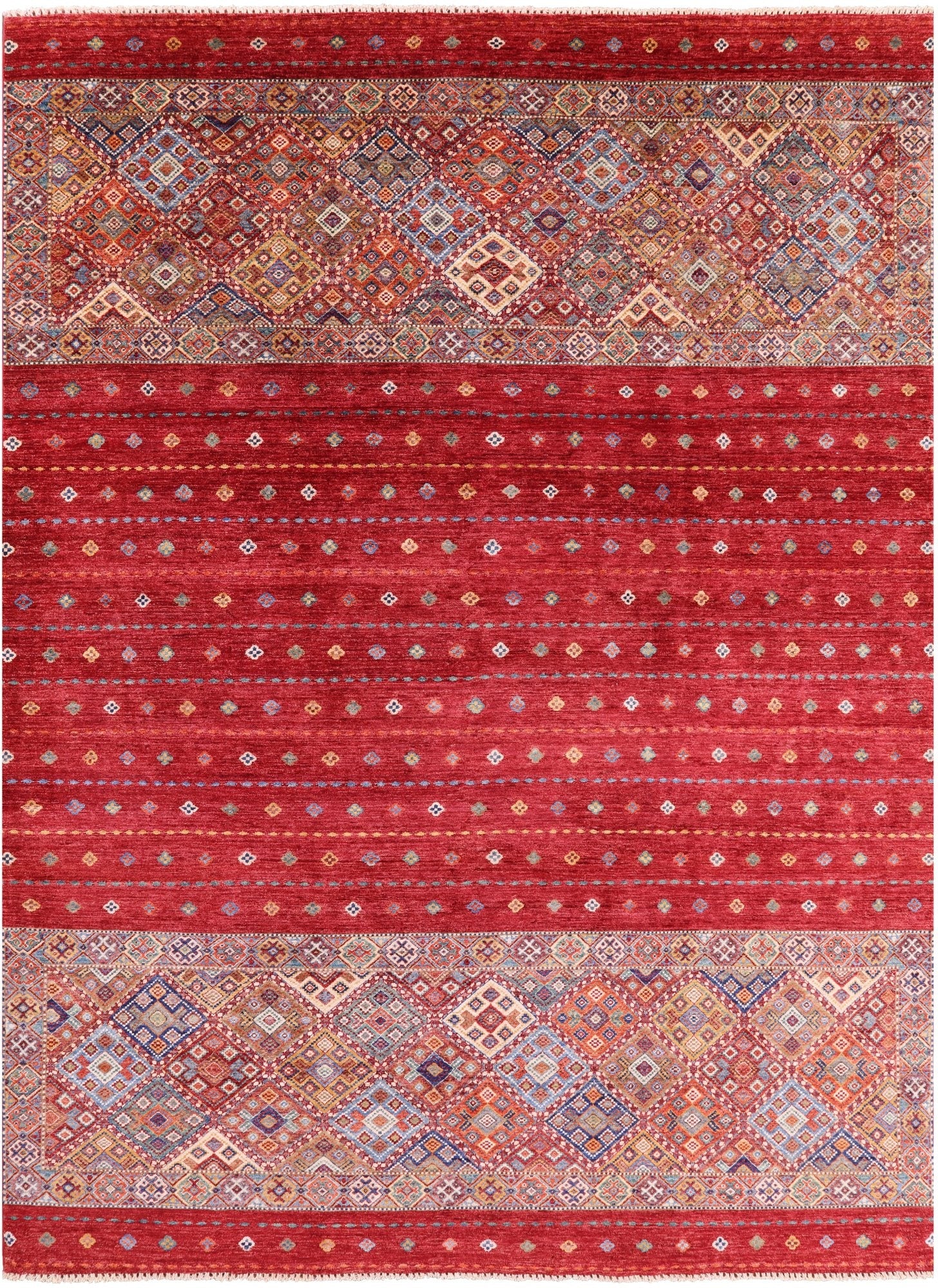 Red Khorjin Persian Gabbeh Hand Knotted Wool Rug - 8' 3" X 11' 4" - Golden Nile
