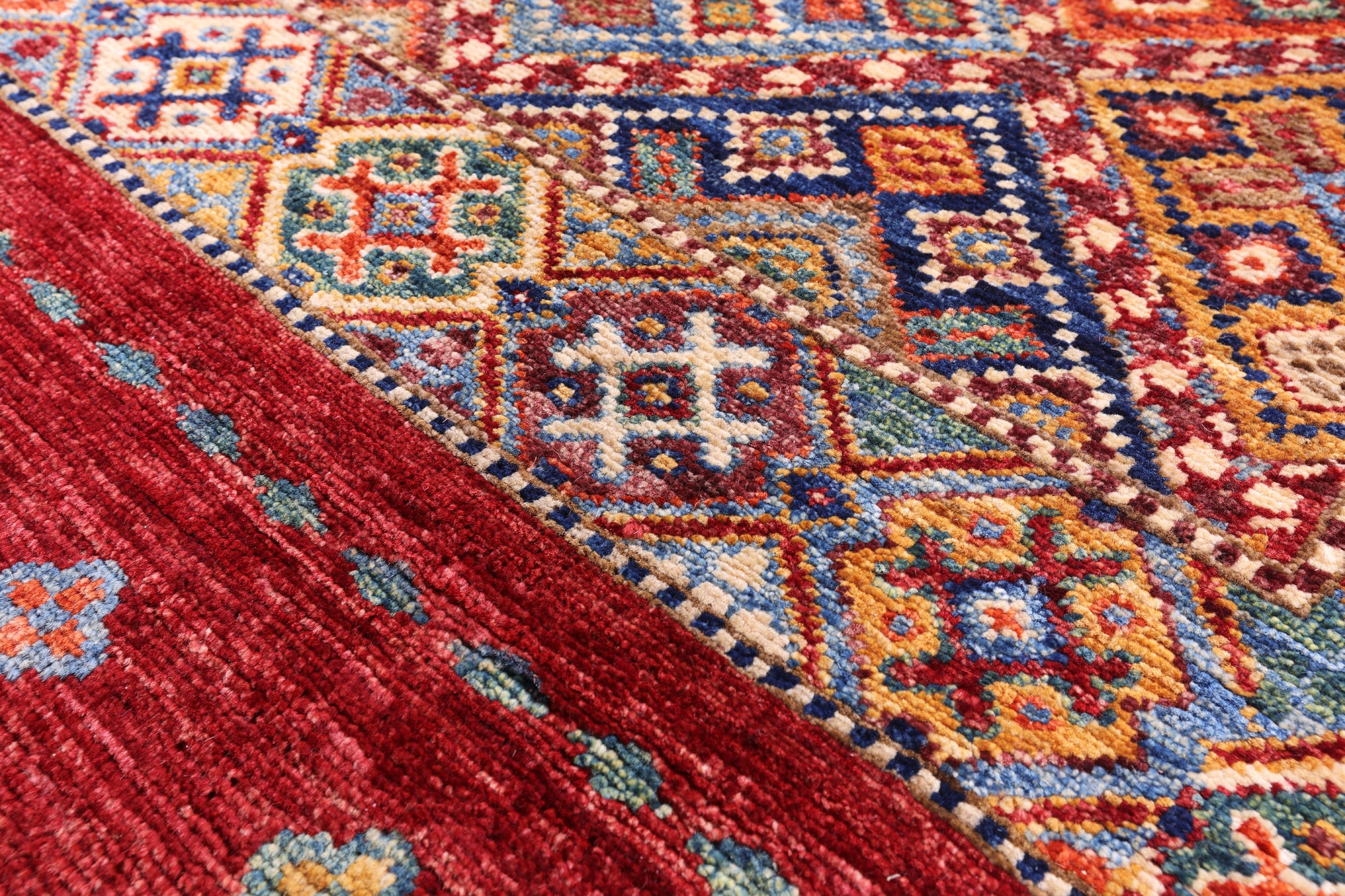 Red Khorjin Persian Gabbeh Hand Knotted Wool Rug - 8' 3" X 11' 4" - Golden Nile
