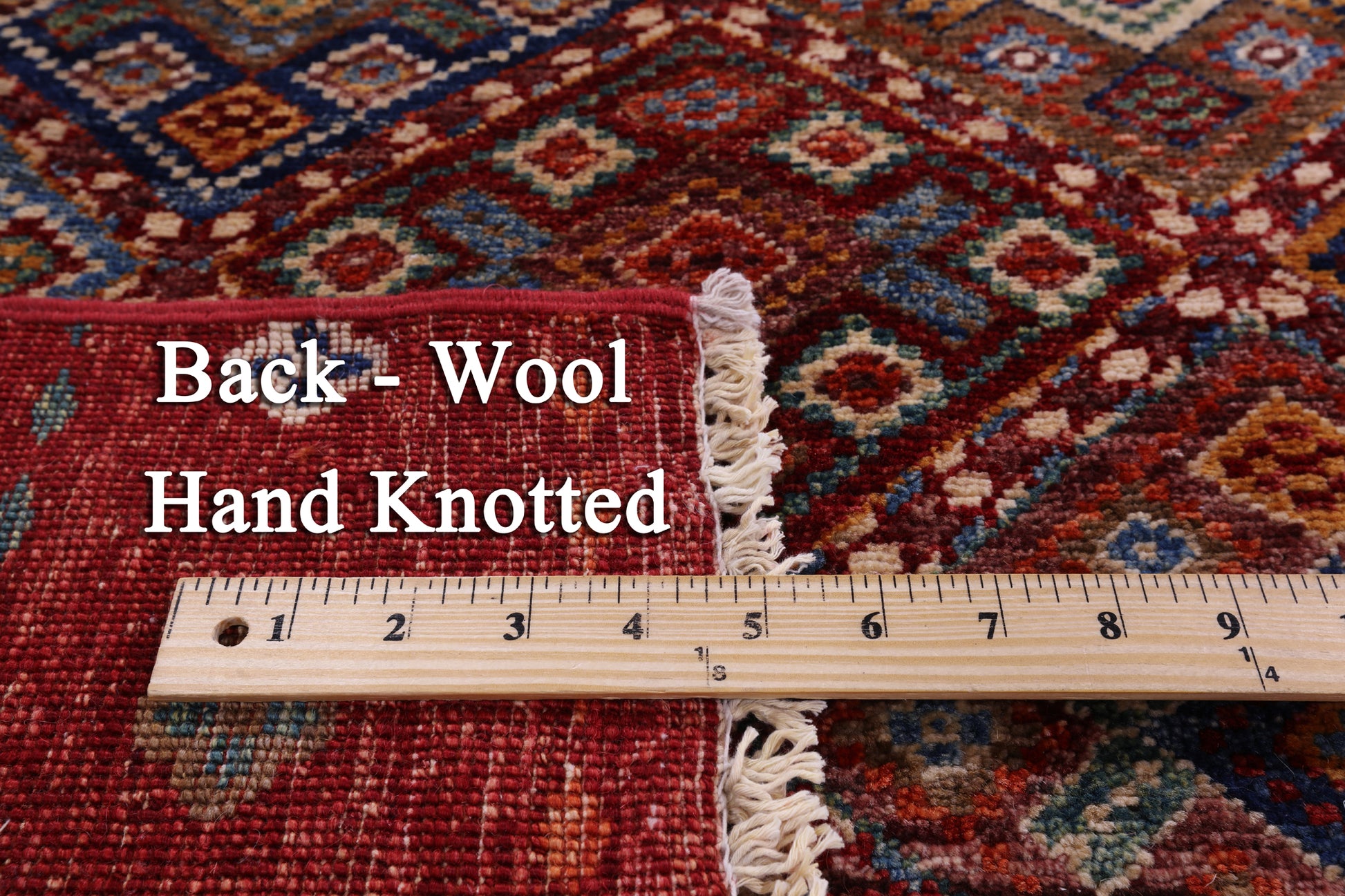 Red Khorjin Persian Gabbeh Hand Knotted Wool Rug - 8' 3" X 11' 4" - Golden Nile