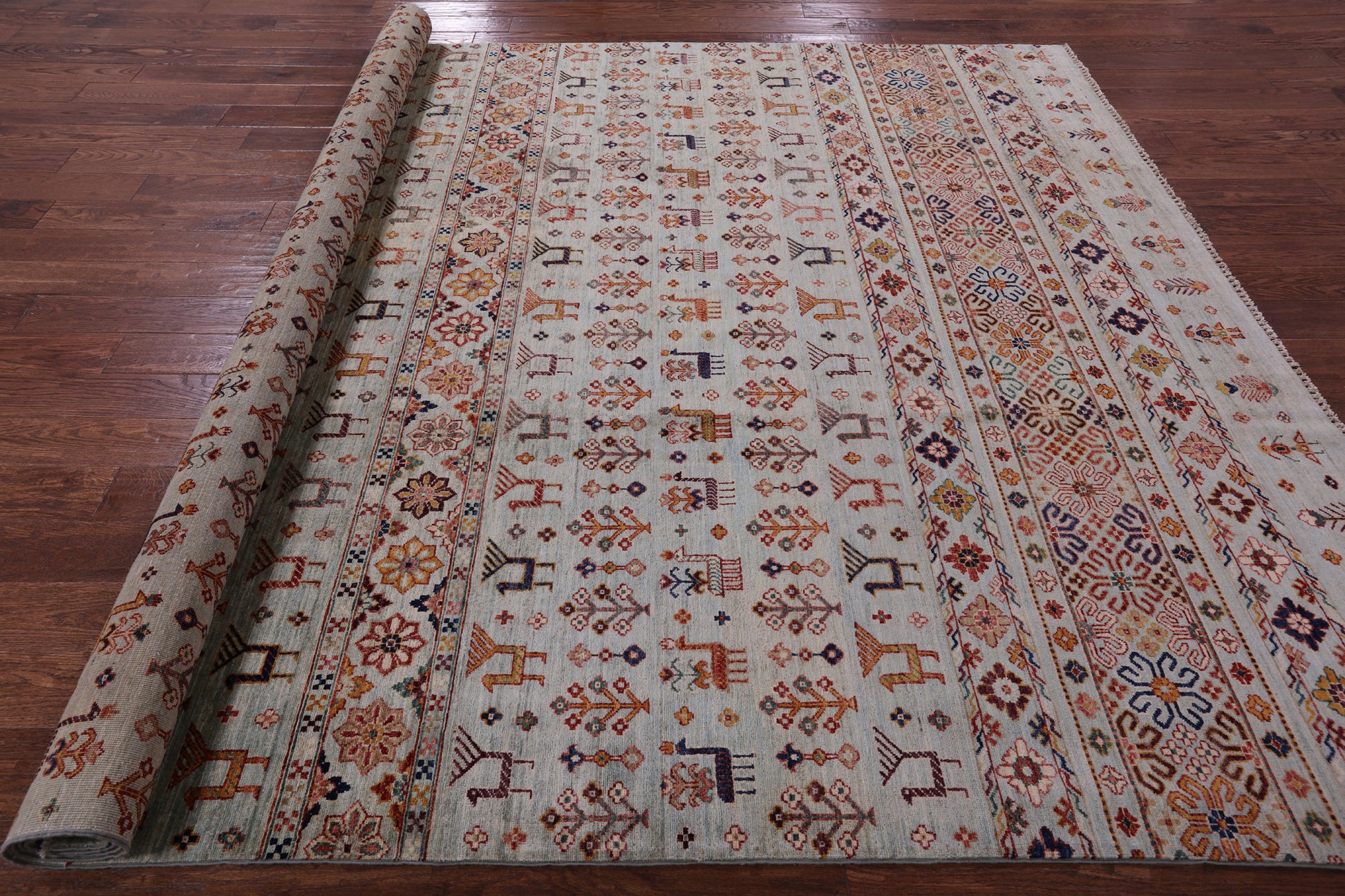 Tribal Persian Gabbeh Hand Knotted Wool Rug - 8' 3" X 11' 6" - Golden Nile