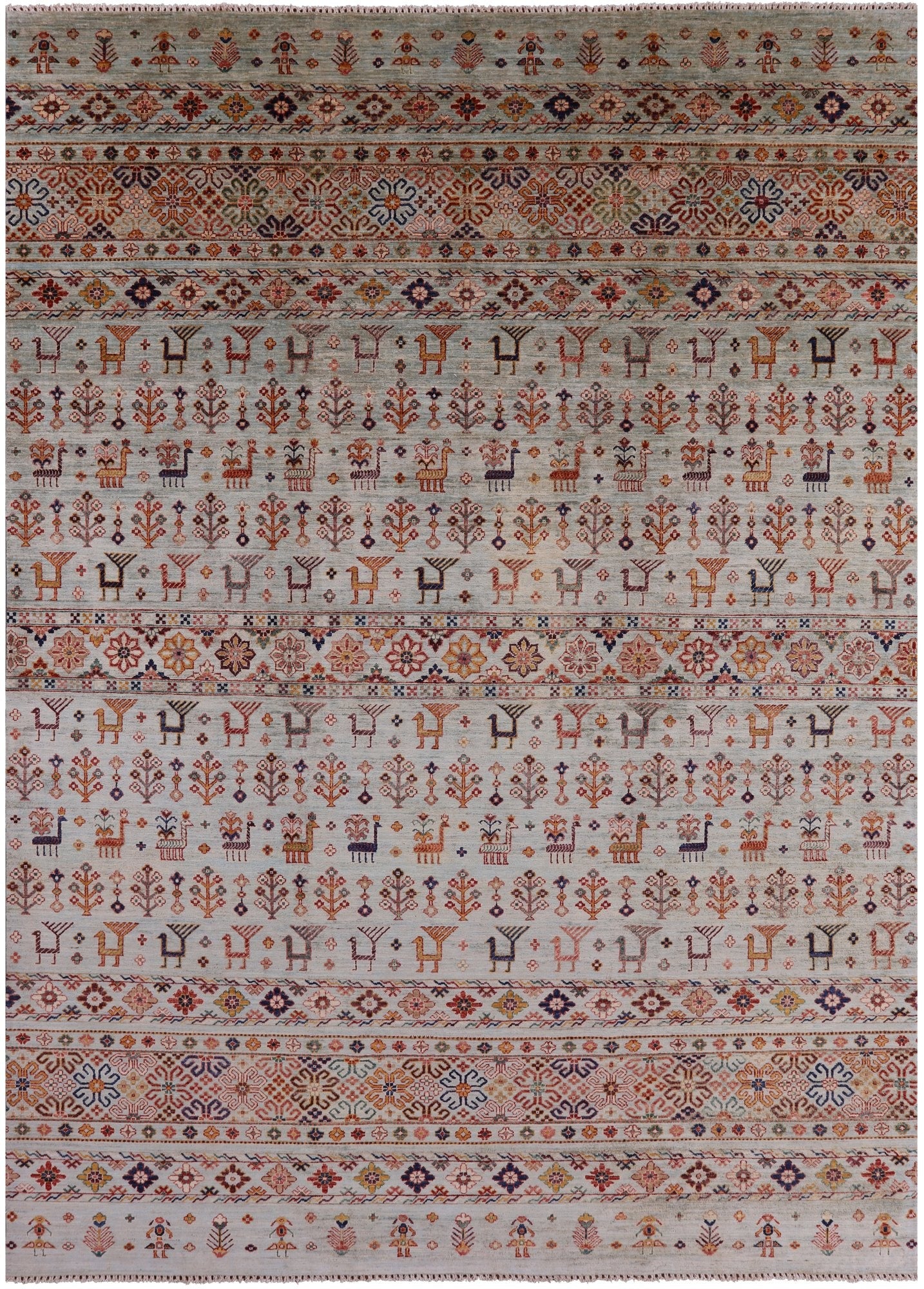Tribal Persian Gabbeh Hand Knotted Wool Rug - 8' 3" X 11' 6" - Golden Nile