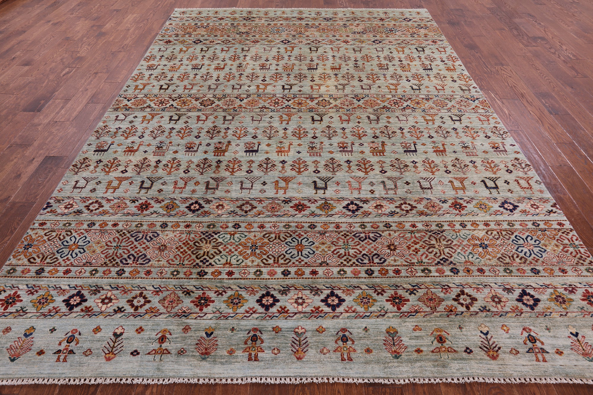 Tribal Persian Gabbeh Hand Knotted Wool Rug - 8' 3" X 11' 6" - Golden Nile