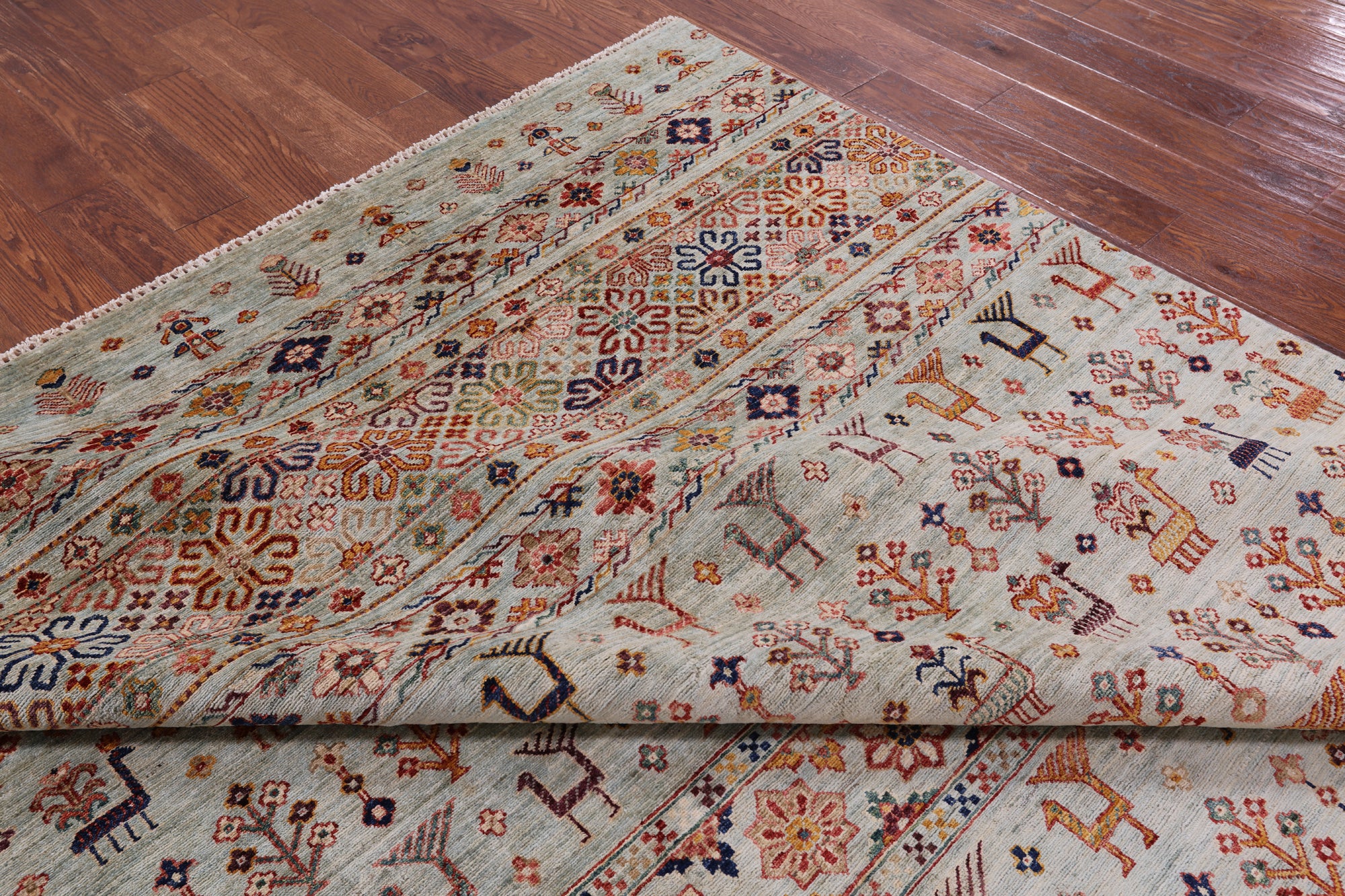 Tribal Persian Gabbeh Hand Knotted Wool Rug - 8' 3" X 11' 6" - Golden Nile