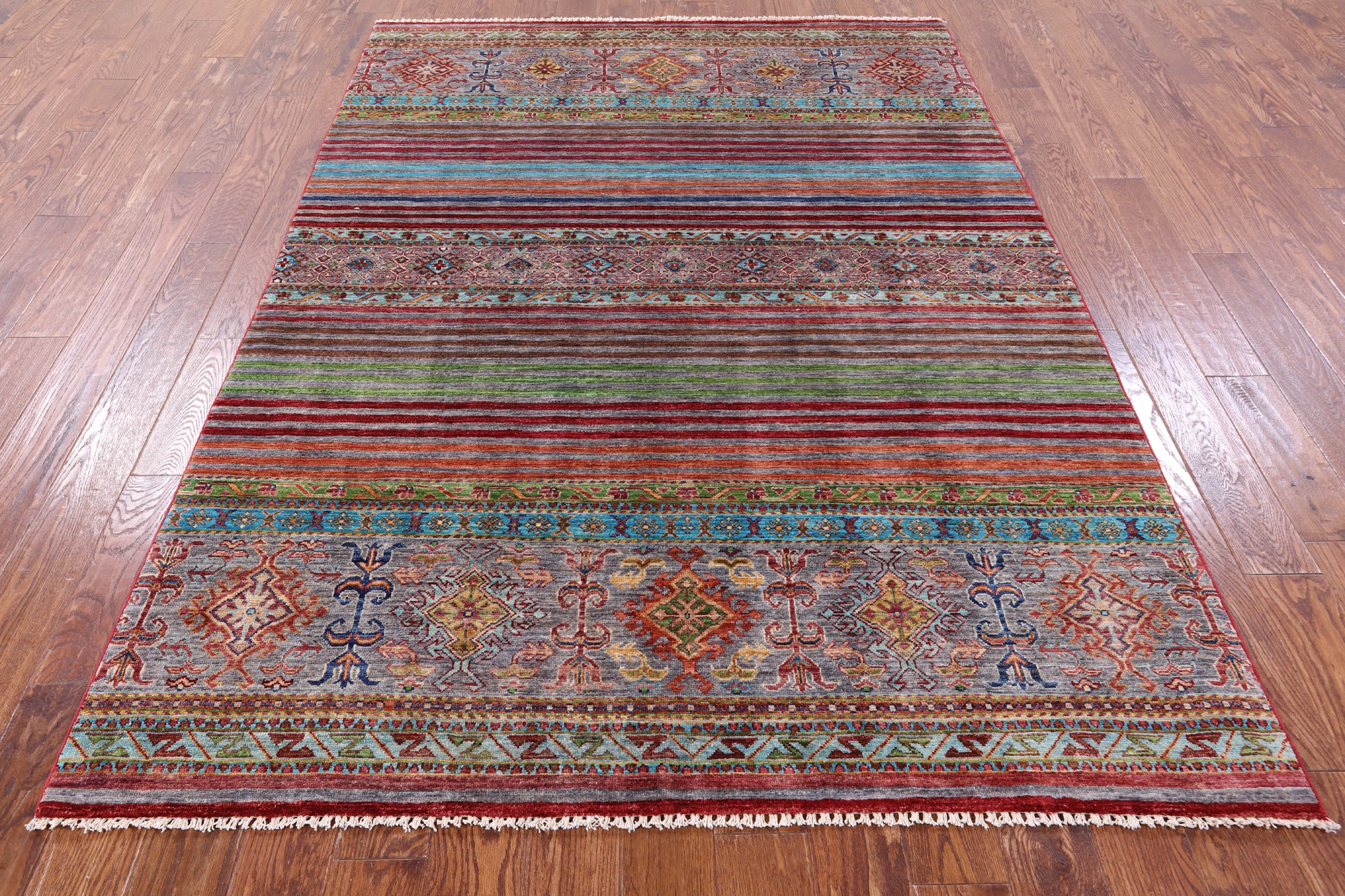 Khorjin Persian Gabbeh Hand Knotted Wool Rug - 5' 9" X 8' 4" - Golden Nile