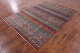 Khorjin Persian Gabbeh Hand Knotted Wool Rug - 5' 9" X 8' 4" - Golden Nile